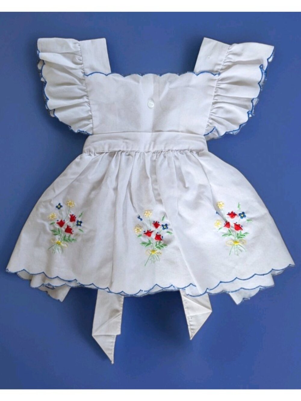 Vintage 1990s Cradle Togs Toddler Dress 2T White Embroidered Sash Pinafore Style